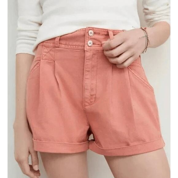 Anthropologie Pilcro Relaxed Pleated Shorts Coral Size 27 Summer Casual - Picture 1 of 15